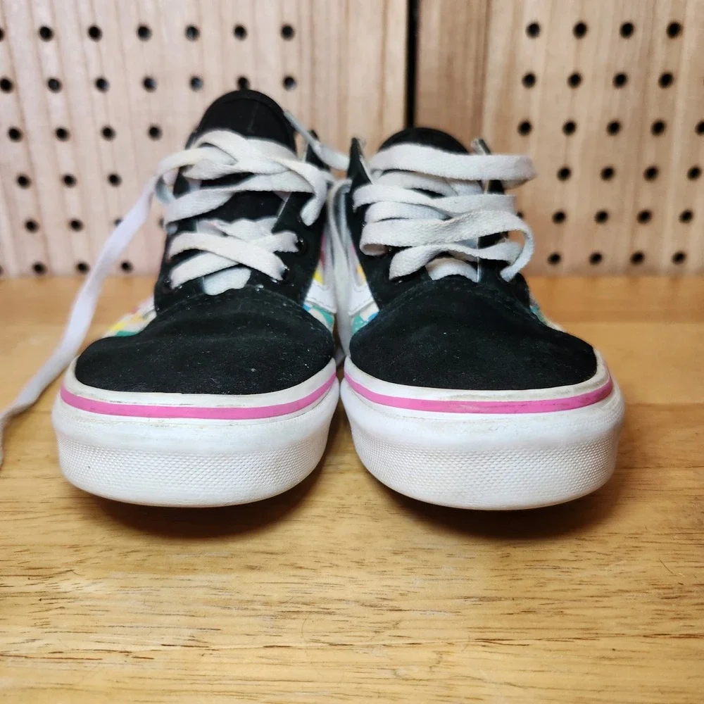 VANS Shoes Old Skool Checkerboard Sneakers Multicolor Canvas Lace Up Size 3 Kids - Picture 2 of 10